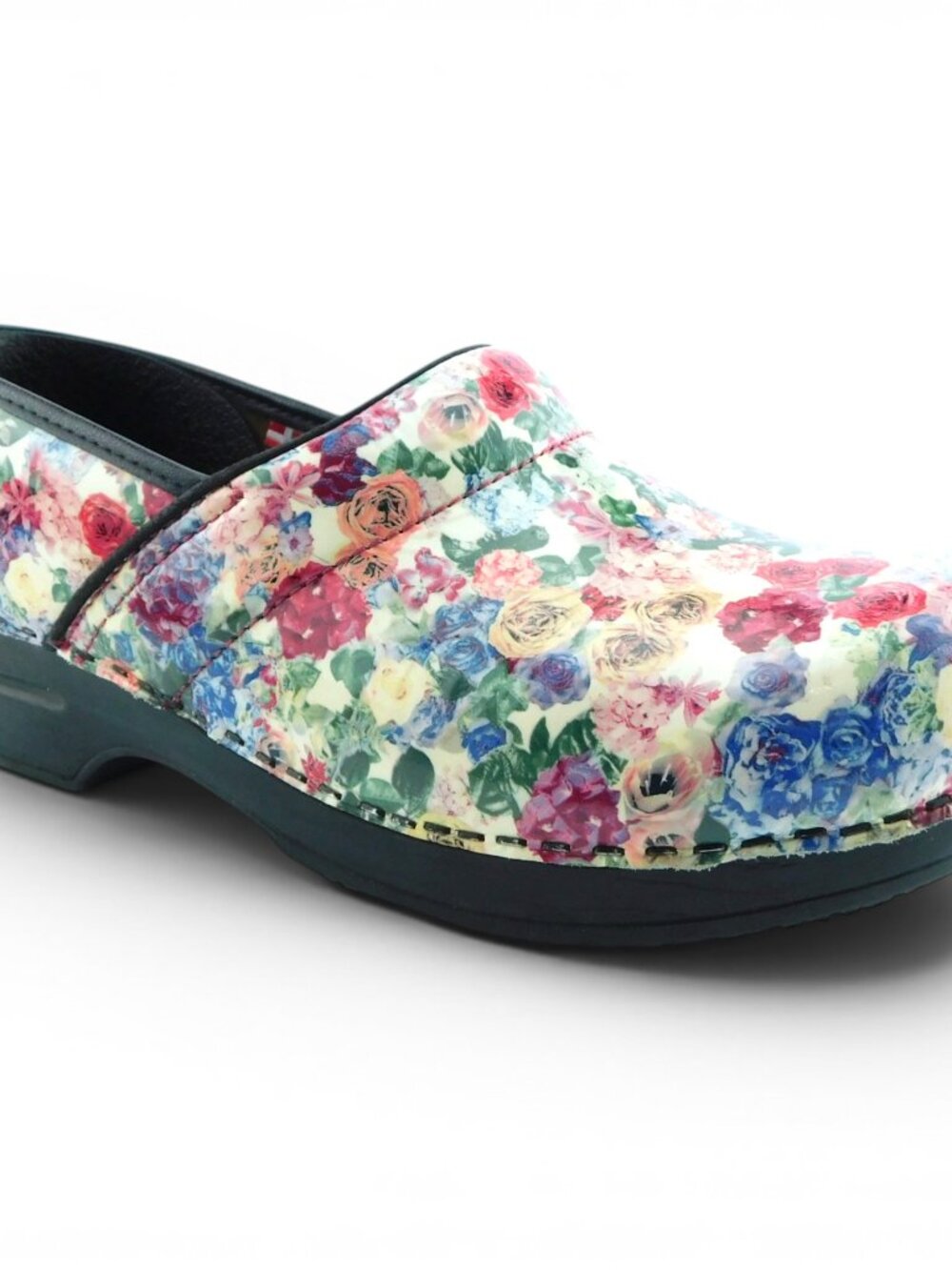 SANITA Floral Rose Patent Leather Clogs Shoes 40 - Picture 3 of 9